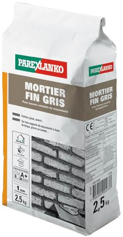 Parexlanko, Mortier Fin Gris, Mortier pour travaux de finition, petits scellements et joints de maçonnerie, 2,5kg