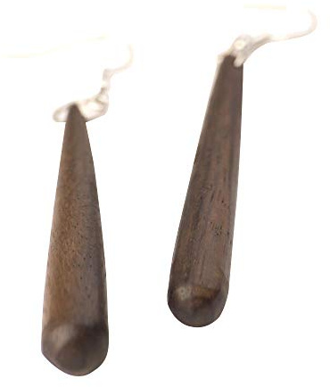 81stgeneration långa träörhängen med 925 sterling silverkrokar – droppbruna örhängen för kvinnor – stavformade naturliga träsmycken – enkla boho-stil jordliga örhängen, Trä, Ingen sten