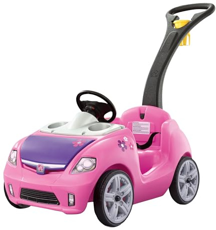 Step2 Whisper Ride II Kids Push Cars, Ride On Car, Seat Belt, Horn, Toddlers Ages 1.5 – 4 Years Old, Max Weight 50 lbs., Quick Storage, Stroller Substitute, Pink