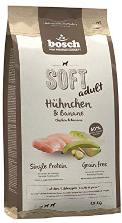 bosch HPC SOFT Hühnchen & Banane | halbfeuchtes Hundefutter für ausgewachsene Hunde aller Rassen | Single Protein | grain-free | 1 x 1 kg