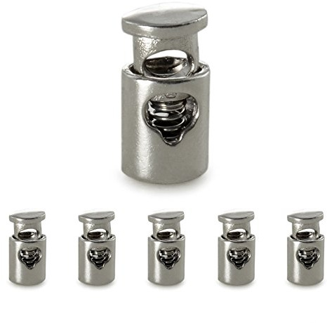Ganzoo fermacordoncino argento in metallo cromato, blocca corda dritto con 1 foro per laccio e cordino su cappucci, giacche e felpe, pantaloni coulisse, zaino e tenda, foro 4 mm, 5 pz 17x9 mm