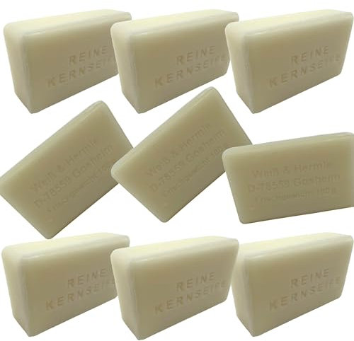 Schutzmarke WASSERROSE Wasserrose® 9x100g=900g KERNSEIFE DIY SEIFE REIN OHNE DUFT OHNE FARBSTOFFE OHNE PALMÖL OHNE EDTA MADE IN GERMANY