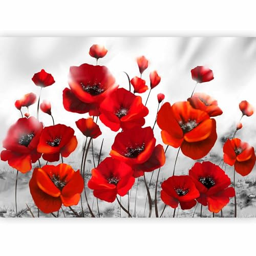 murando - Papier peint panoramique moderne 250x175 cm - Revêtement mural décoration salon - Design moderne - Lueur fleurs coquelicots nature plantes romantiques fond clair 10110906-23