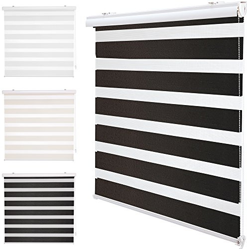 PROHEIM Doppelrollo Klemmfix Ohne Bohren | Klemmrollo mit Variabler Klemmfix-Halterung und Frontblende | Fensterrollo mit Alu Klemmträgern, Größe:80 x 160 cm, Farbe:Anthrazit