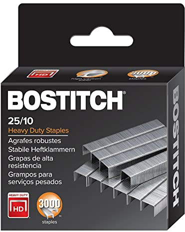 PaperPro Bostitch 25/10 High-Capacity Staples, 3/8 Leg Length, 3000/Box (1962), silver