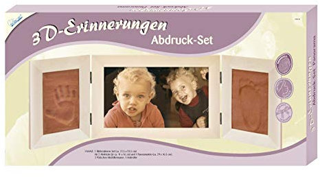 Mammut Spiel & Geschenk 129010-3D Erinnerungen Abdruck-Set Panorama, Komplettset mit Holzrahmen (MDF), 2 Päckchen Modelliermasse und 1 Holzroller, Kreativset für Junge Eltern, 72,5 x 23,5 cm