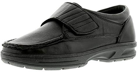New Mens/pour homme DR Keller Noir Large Fit Touch Fermeture décontracté Chaussures – Noir – Tailles UK 6–12 - Noir - noir,