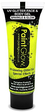 PaintGlow, Neon UV Glitter Face & Body Gels, Sherbet Lemon, 14ml