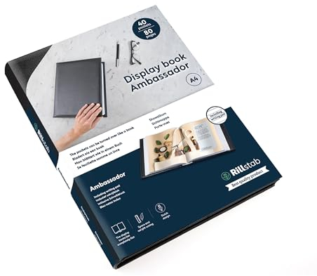 rillstab original A4 Präsentationsmappe für Schule & Projekt - Sichtbuch & Präsentationsbuch - 40 Transparente Hüllen - 25 mm Rückenbreite - Dokumente Organisieren ohne Lochen- Schwarz, 99444