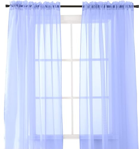 Elegant Comfort® 2-Piece SHEER PANEL with 2inch ROD POCKET - Window Curtains 60-inch width X 84-inch Length - Lavender