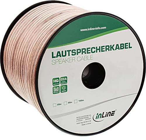 InLine 98350T högtalarkabel, 2 x 2,5 mm², CCA, transparent, 50 m