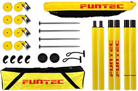 Funtec Beach Champ Set - transportable Beachvolleyball-Netzanlage mit Profinetz