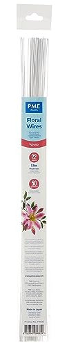 Cake Company FW122 Blumendraht für Zuckerarbeiten, Drahtgröße 22, Legierung, Weiß, 0.1 x 0.11 x 36 cm, 50