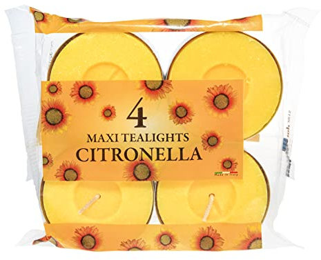 Price's Candles Citronella Scented Tealights | Protects from Unwanted Flies & Insects | Pack of 4 Maxi Tealights