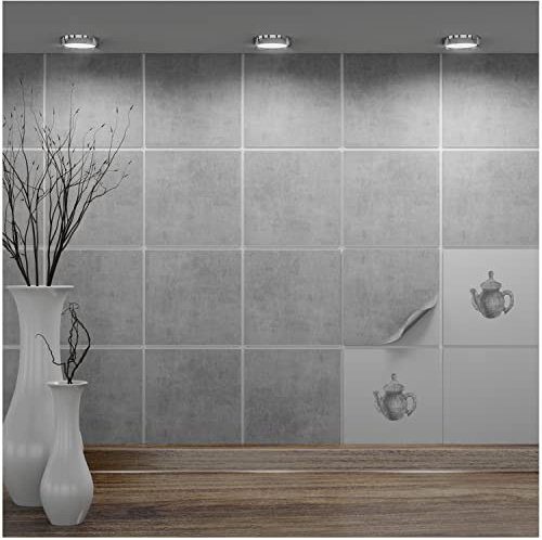 FoLIESEN - Fliesenaufkleber 15x15 cm | selbstklebende Fliesen-Folie für Bad & Küche | entfernbare Klebe-Folie für Wandfliesen Küchenrückwand & Bordüren | 200 Klebefliesen, .:Dekor Greydi