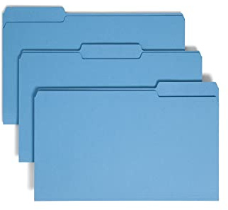 Smead Colored File Folder, 1/3-Cut Tab, Legal Size, Blue, 100 per Box (17043)
