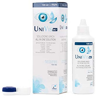 Univis Bio Soluzione Unica per Lenti a Contatto. Con Acido ialuronico ed Aloe vera - 100 ml Travel Pack + Portalenti incluso