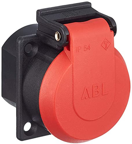 As - schwabe 45080 - Cajas para empotrar-pin tierra con tapa abatible ip54, 230v, rojo