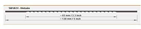 12 Laubsägeblätter 130mm , für Holz und Kunststoff , Weitzahn , Taifun 51 (Größe 2)