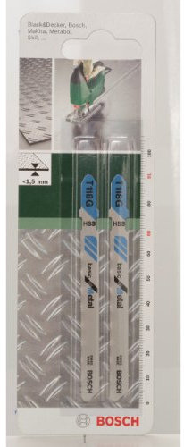 Bosch 2609256731 T 118 G - Lama per seghetto alternativo, per lamiere metalliche molto sottili, spessore 0,5-1,5 mm, lunghezza 91 mm