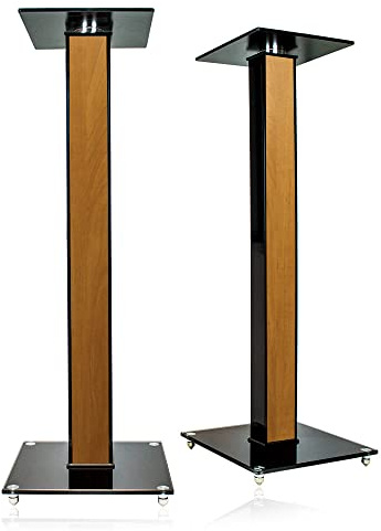 minify BS03 Exklusive Boxenständer in schwarzem Hochglanz mit Dekoreinlage -Erle-