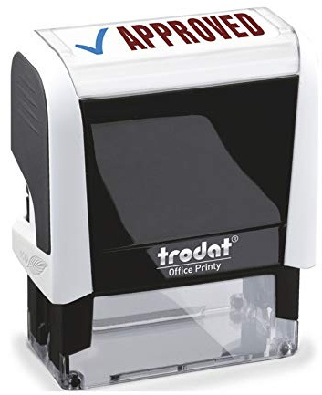 Trodat Stamp 4912 Office Printy with English Text APPROVED – Self Inking, Red and Blue Ink, 18 x 46 mm