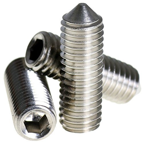 (4mm) M4 x 10 A2 Stainless Steel Cone Point Grub Screws Hex Socket Set Screw DIN 914-10