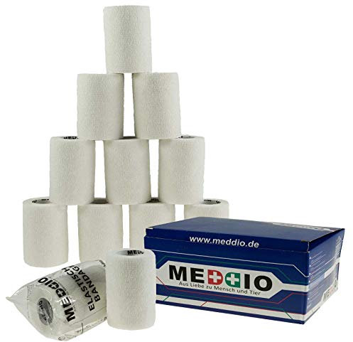 12 Haftbandagen/Selbsthaftende Bandagen 7,5 cm x 4,5 m weiß