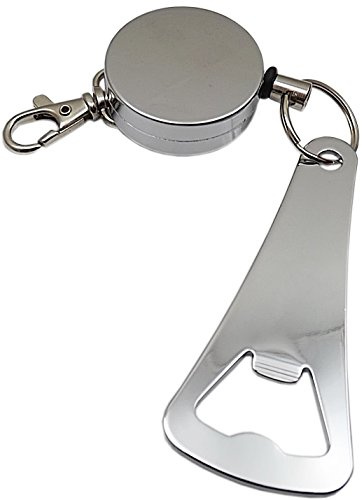 Praktischer Rollmatik/Schlüsselkette mit Flaschenöffner aus Metall in Silber