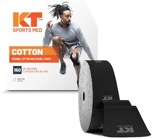 KT Tape ORIGINAL Jumbo, Baumwolle, Vorgeschnittenne, 150 Streifen, Schwarz