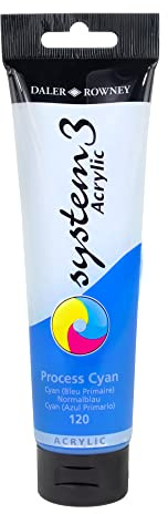 Daler-Rowney System 3-150 ml Tube Acrylfarbe, Process Cyan