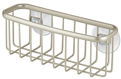 iDesign Sink Sponge Holder, Made of Rustproof coated Metal with Strong Suction Cups, Kitchen Soap Holder, Matte Silver 165cm x 64cm x 64cm