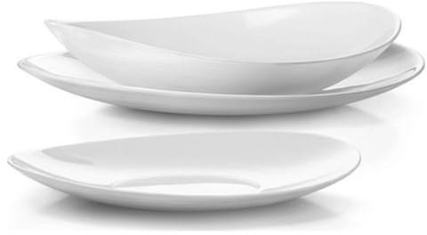 Bormioli Rocco Prometeo Servizio da tavola Ovale di Tendenza, con 6 Piatti Piani, 6 Piatti Fondi e 6 Piatti da Dessert (18 Pezzi)