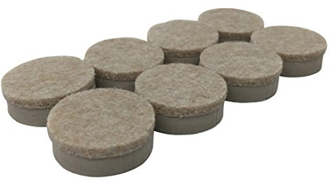 Shepherd 1 Round Leveling Self-Adhesive Felt Furniture Sliders for Hard Surfaces, Leveling Adhesive Furniture Moving Pads for Beds, Sofas, Dressers, Set of 8, Beige