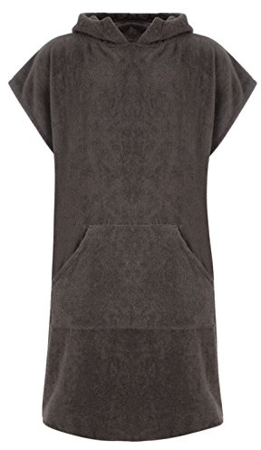 Adore Adults Hooded 100% Cotton Changing Robe with Pocket Beach Terry Towelling Poncho Towel Swimming Surf, S/M, Slate