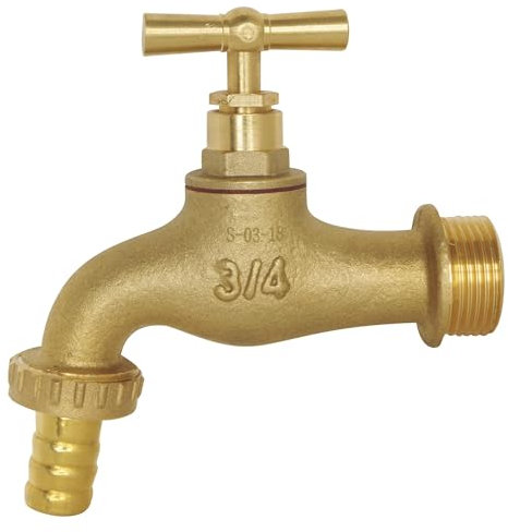 SOMATHERM FOR YOU - Robinet d'arrosage à clapet - Arrivée 20/27 - Nez 20/27 - Laiton brossé - Raccord au nez