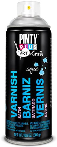 Barniz spray PINTYPLUS ART & CRAFT 520cc Satinado AGUA