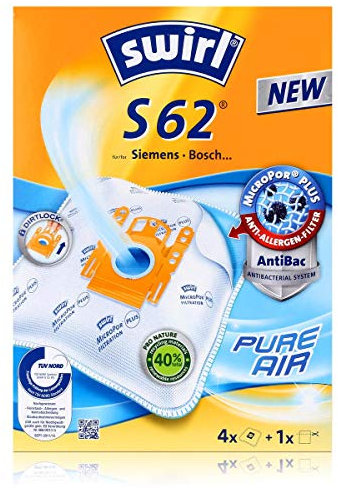 4 Original SWIRL S62 Staubsaugerbeutel für Siemens VS 70000… 71999 - Super