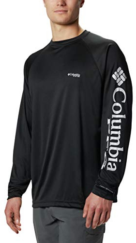 Columbia PFG Terminal Tackle Langarm-Shirt für Herren, Schwarzes, graues Logo, 3X