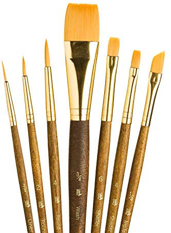 Synthetic Gold Taklon Real Value Brush Set-7/Pkg