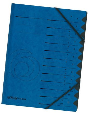 herlitz Ordnungsmappe Quality, A4, blau, 12 Register, Eckspanner Gummizug, 1 Stück