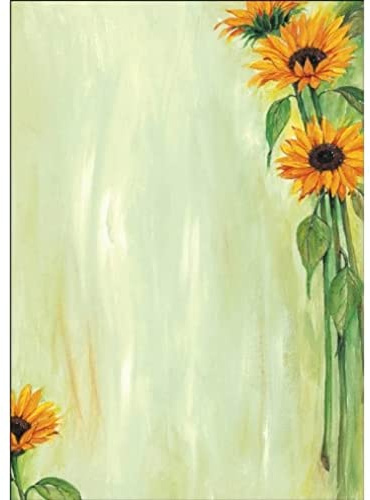 Sigel DP694 Motif Papers, Sunflower, A4, 60.8 lbs, 25 Sheets