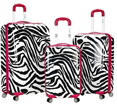 Rockland Safari Hardside Spinner Wheel Luggage, PINKZEBRA, 3 Piece (20/24/28), Melbourne Hardside Expandable Spinner Wheel Luggage