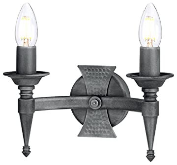 Wandleuchte Lampe Eisen Schwarz Silber Flurleuchte Schwarz Silber B 25,5 cm