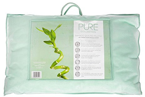HOMESCAPES Luxury Organic Bamboo Pillow for Back Sleepers – 50 x 75 cm – Hypoallergenic Pillow Soft Support – Temperature Regulating with Extra Soft Breathable Percale Casing