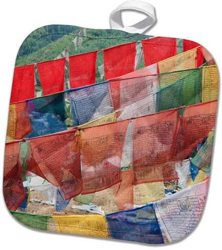 3dRose Asia, Bhutan, Thimphu, Prayer Flags - AS04 BJA0003 - Jaynes Gallery 8x8 Potholder