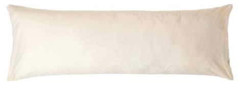 HOMESCAPES Seitenschläferkissen-Bezug 50x140 cm Creme-vanille mit Hotelverschluss, 100% ägyptische Baumwolle, Fadendichte 200
