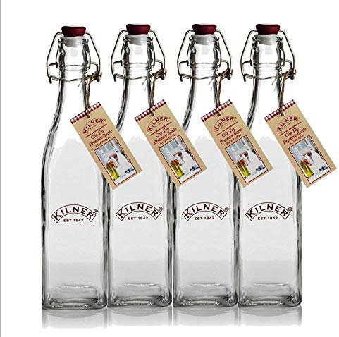 Kilner Clip Top Square Bottle 0.55 Litre, 6cmx6cmx27cm, Glass