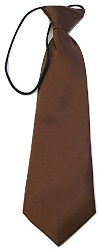 L&L New Satin Elastic Neck Tie for Wedding Prom Boys Children School Kids Gift (Brown)