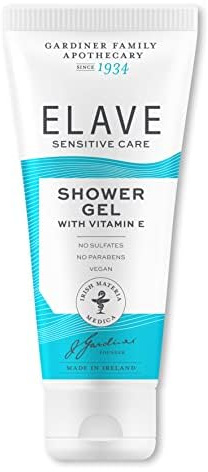 Elave Sensitive Shower Gel 250 ml | Clinically Proven Gentle Body Wash for Eczema, Dermatitis & Dry Sensitive Skin | Camomile & Vitamin E | Fragrance Free, Vegan & Cruelty Free | Made in Ireland